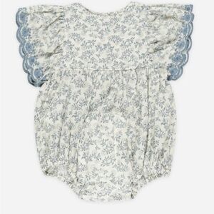 Rylee + Cru Floral Romper in Blue and White